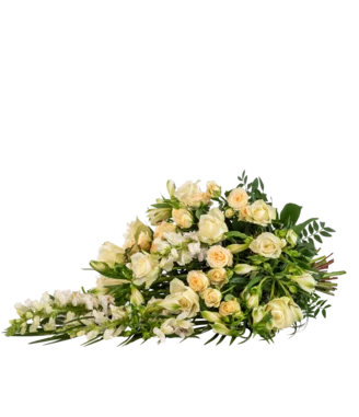Bårebukett/båredekorasjon - hvit/krem (75 cm)